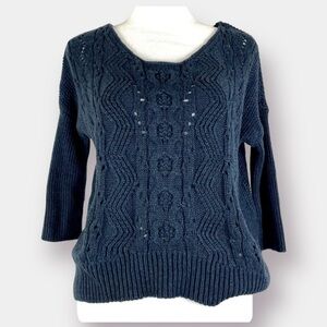 Gap Cable Knit Sweater Size XS Navy Blue Chunky